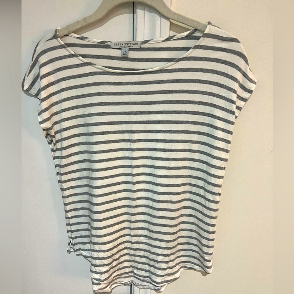 Really cute, gray and white striped top.